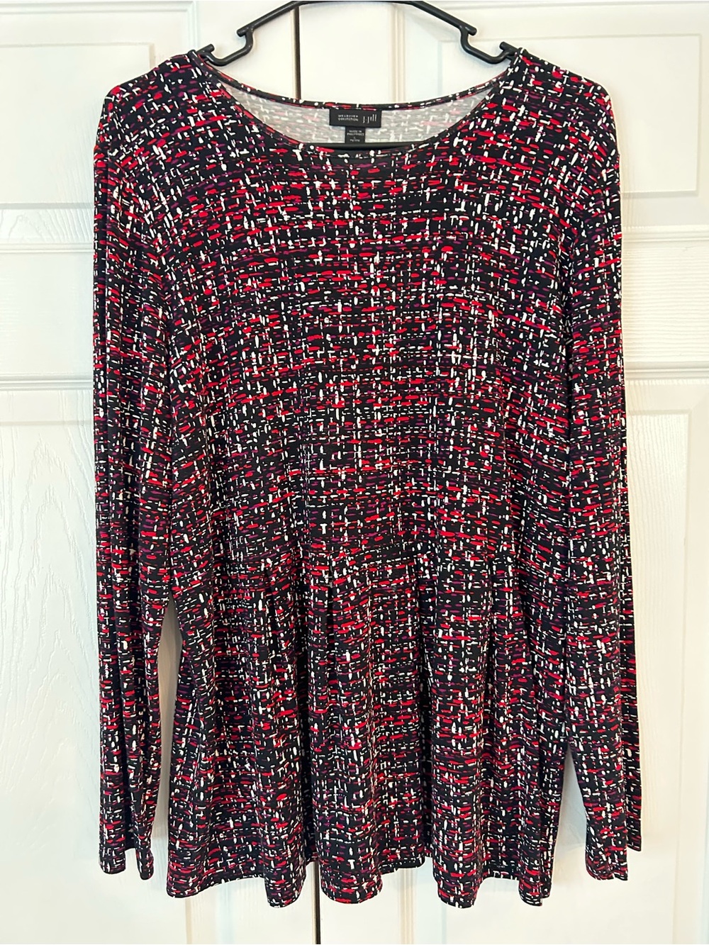 NWOT J.Jill Wearever Women’s Red Boat Neck Pullover Tunic Blouse Shirt Size PL